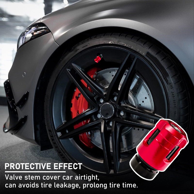 Yourkar 4 PCS Car Tire Valve Stem Caps  Unique Shape Aluminum Alloy Wheel Valve Covers  Corrosion Resistant Leak-Proof Tire Valve Stem Cover  Universal Vehicle Wheel Accessories (Red) - Image 3